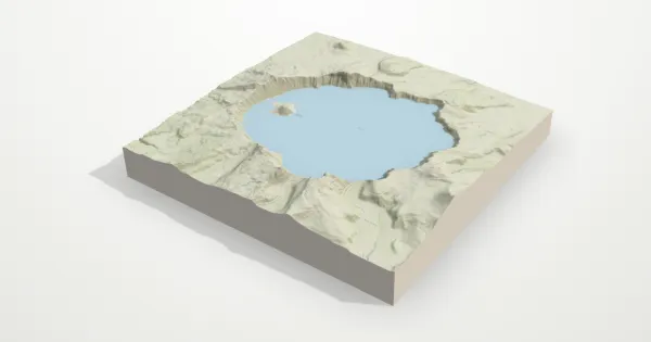 3D terrain model of Crater Lake in the topographic map style