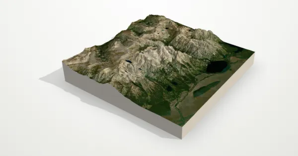 3D terrain model of Grand Teton with satellite imagery
