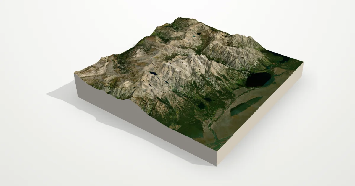 3D terrain model of Grand Teton with satellite imagery