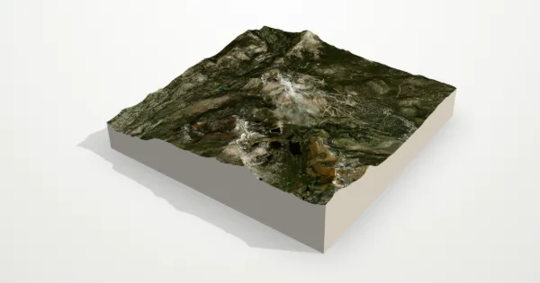 3D terrain model of Mammoth Mountain with satellite imagery
