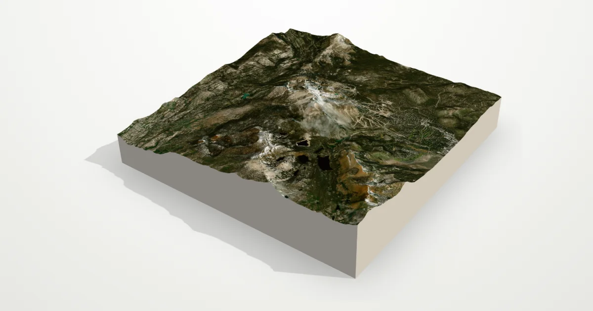 3D terrain model of Mammoth Mountain with satellite imagery