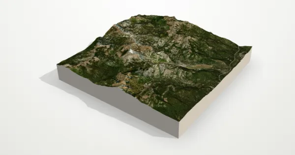 3D terrain model of Palisades Tahoe with satellite imagery