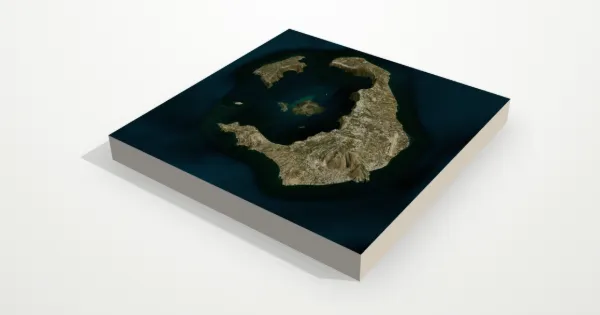 3D terrain model of Santorini with satellite imagery