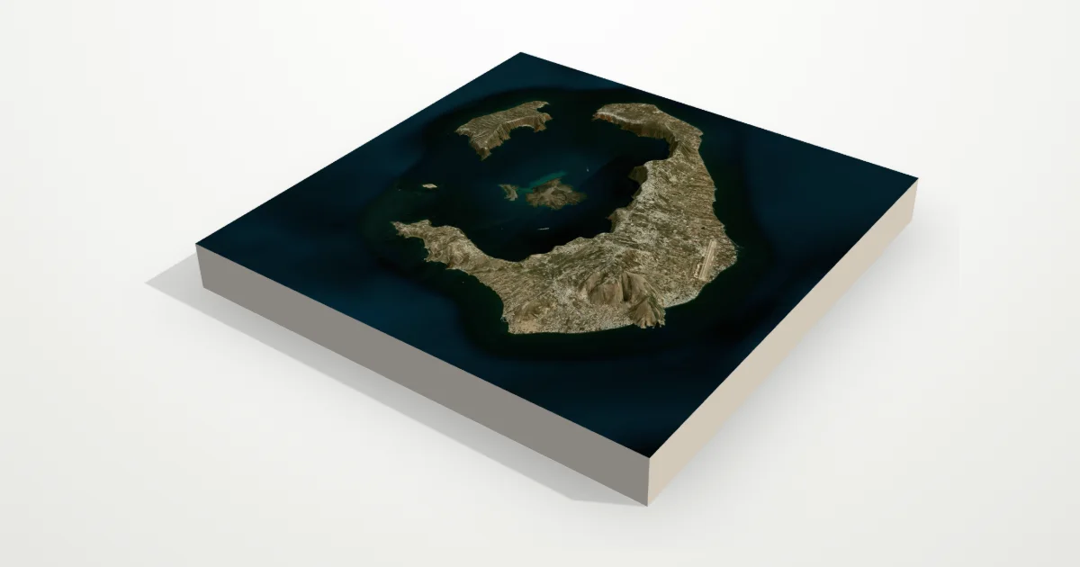 3D terrain model of Santorini with satellite imagery