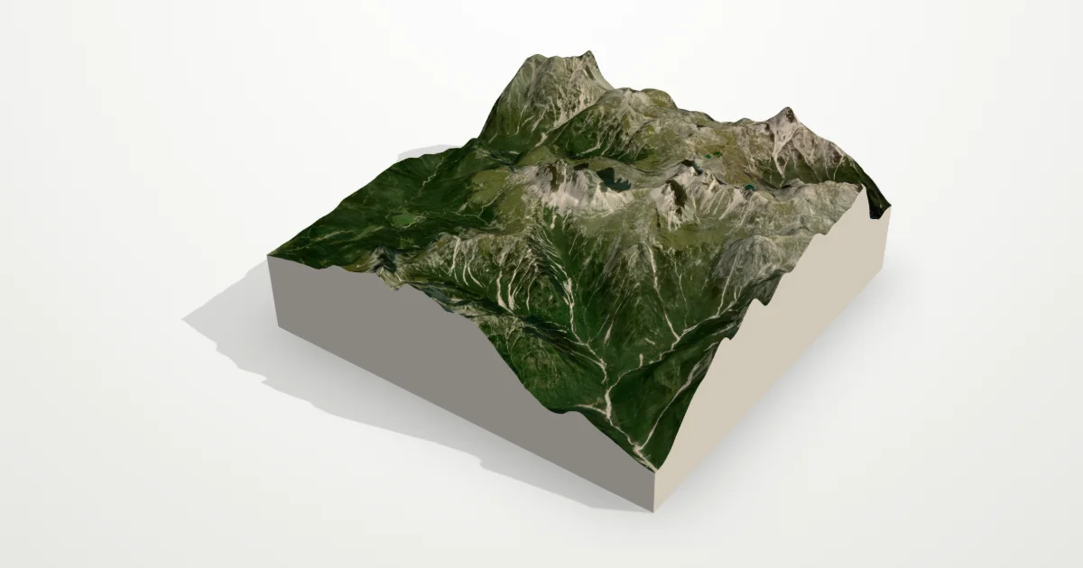3D terrain model of Tre Cime with satellite imagery