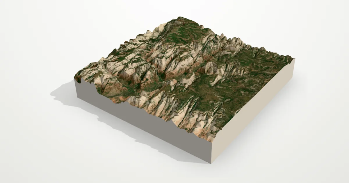 3D terrain model of Zion Canyon with satellite imagery